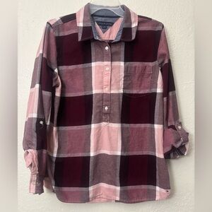 Tommy Hilfiger Pink and Brown Plaid Shirt